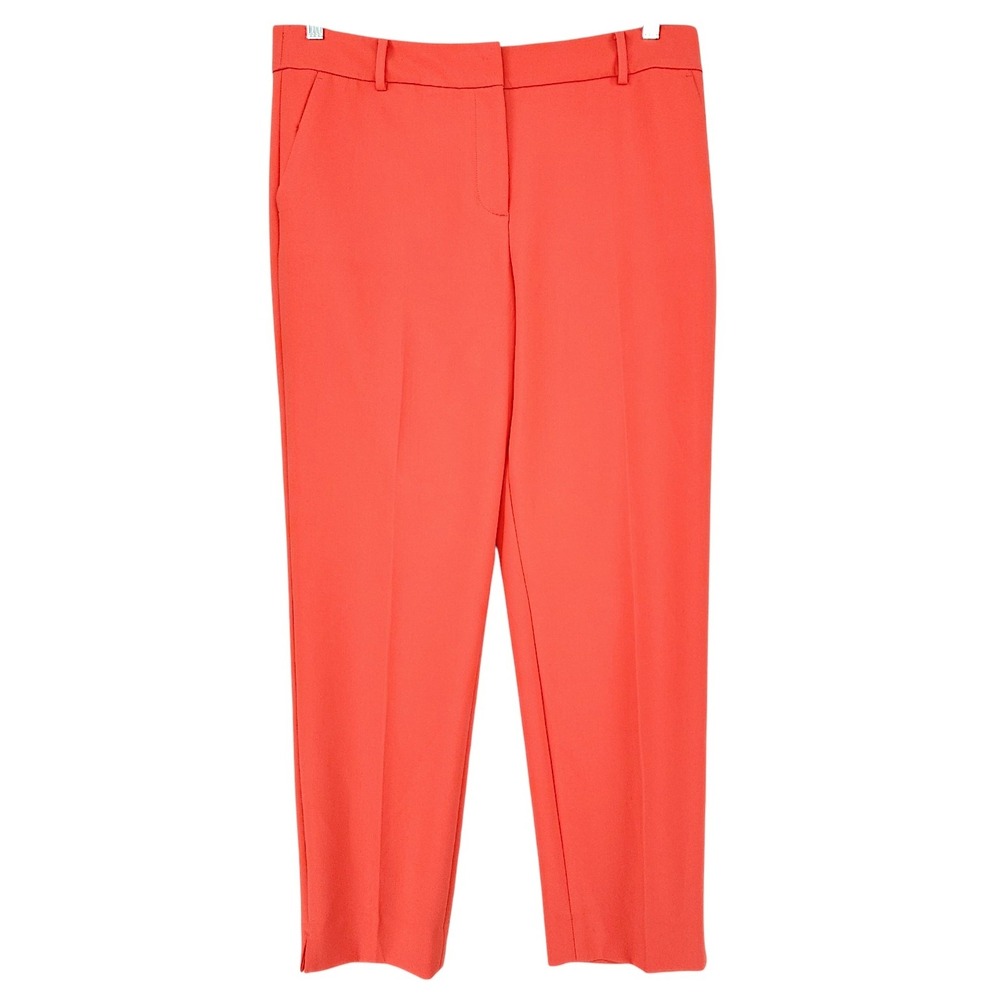 Talbots Hampshire Ankle Pant 14 Women Coral Orange Slim Leg Professional Work
